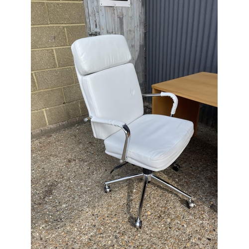 222 - A modern suite of office furniture, consisting of desk, filing cabinet and white swivel chair