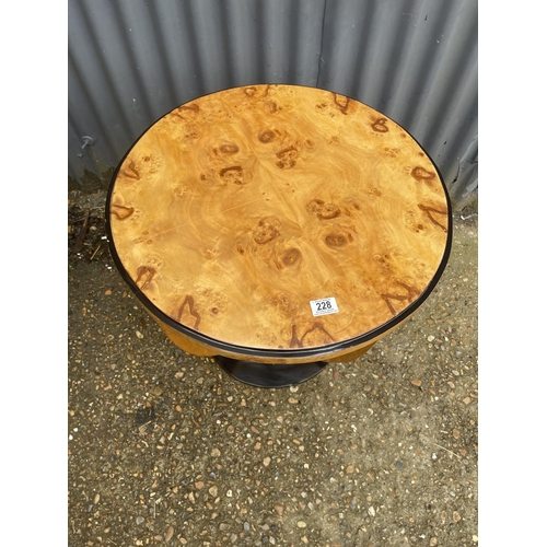 228 - An Art Deco birds eye maple circular occasional table 60cm diameter 55 cm high