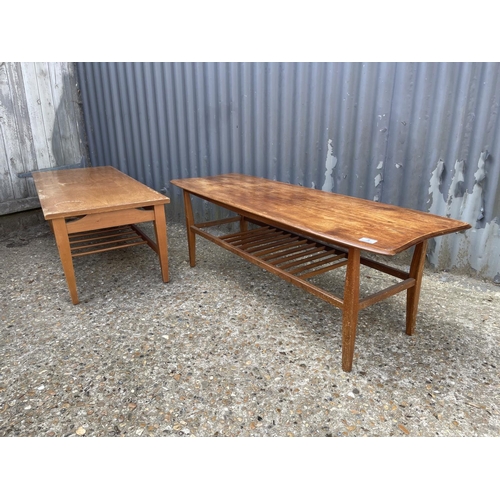 5 - Two 20th century teak coffee tables with slatted lower shelf