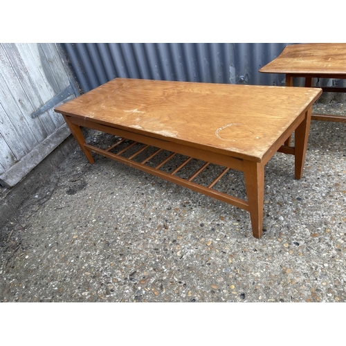 5 - Two 20th century teak coffee tables with slatted lower shelf