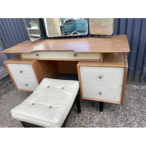 66 - A g plan light oak dressing table and stool