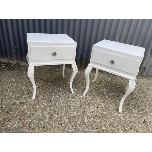 7 - A pair of french style white painted single drawer bedsides