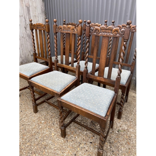 76 - A set of six early 20th century barley twist chairs