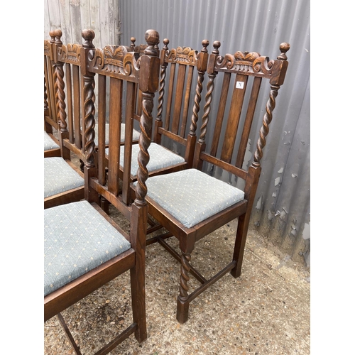 76 - A set of six early 20th century barley twist chairs