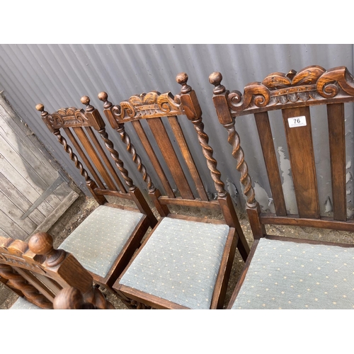 76 - A set of six early 20th century barley twist chairs