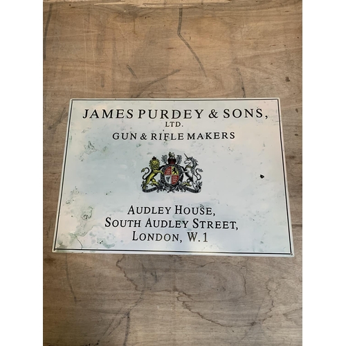 973 - Metal Purdey Rifle Makers Sign 50 x 70 cms