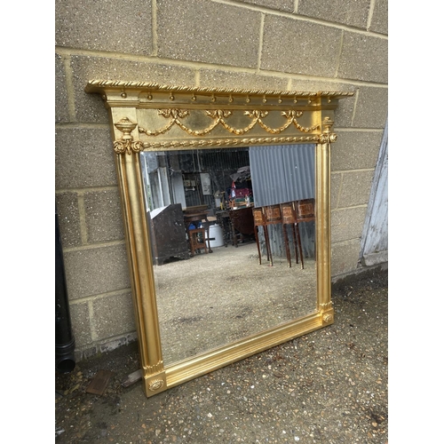 360A - A large victorian style ornate square gold gilt overmantle mirror 120x120