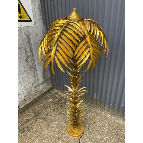 360D - A pair of large floor standing gold 'palm tree' design floor lamps with modern 3 pin plug