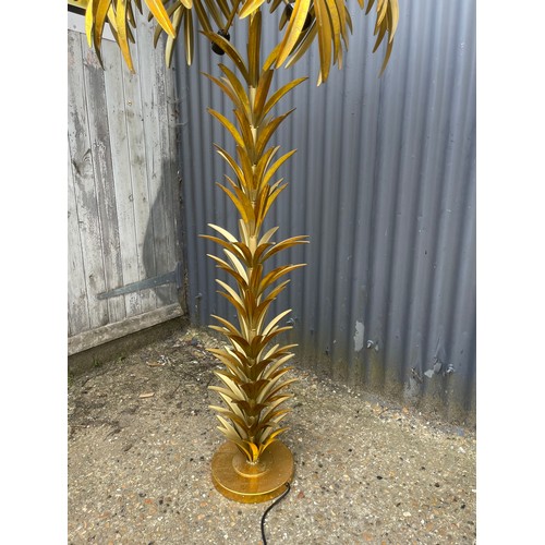 360D - A pair of large floor standing gold 'palm tree' design floor lamps with modern 3 pin plug