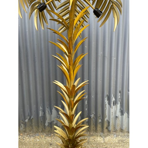 360D - A pair of large floor standing gold 'palm tree' design floor lamps with modern 3 pin plug