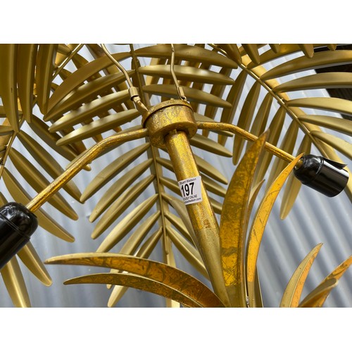 360D - A pair of large floor standing gold 'palm tree' design floor lamps with modern 3 pin plug