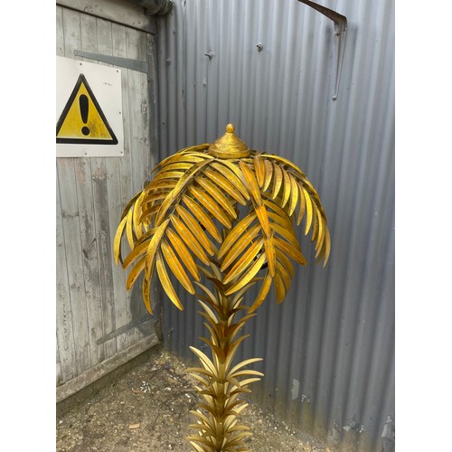 360D - A pair of large floor standing gold 'palm tree' design floor lamps with modern 3 pin plug