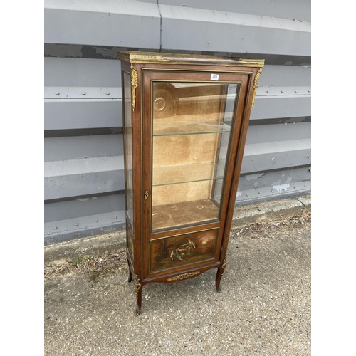 360F - A french Louis XV1 Single door glazed cabinet fitted with gilt mounts and marble top 64x30x152