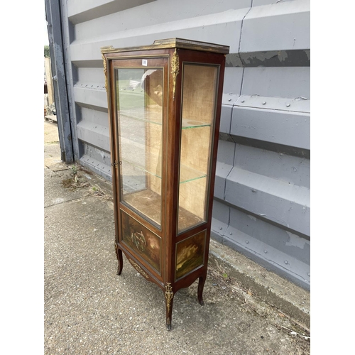 360F - A french Louis XV1 Single door glazed cabinet fitted with gilt mounts and marble top 64x30x152