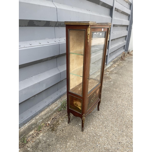 360F - A french Louis XV1 Single door glazed cabinet fitted with gilt mounts and marble top 64x30x152