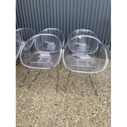 100 - A set of six modern Perspex and chrome tub shaped chairs by HABITAT