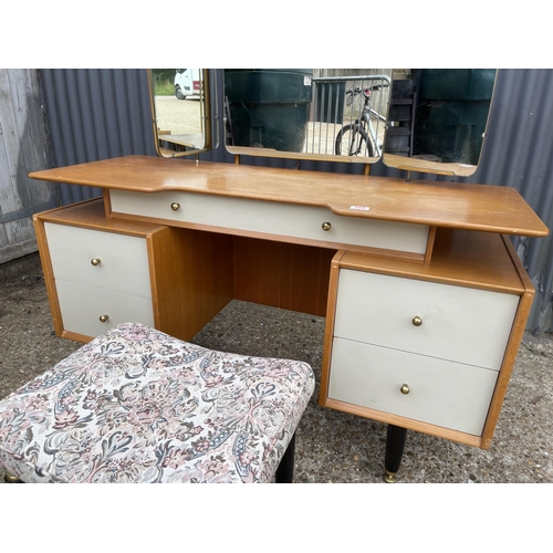 104 - A g plan light oak dressing table with stool