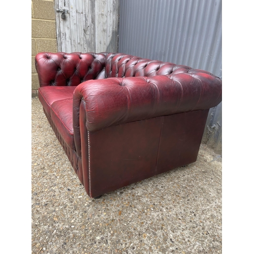 166 - A red leather chesterfield sofa AF