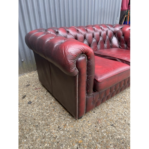 166 - A red leather chesterfield sofa AF