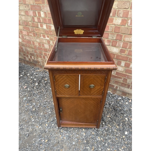 18 - A mahogany gramophone cabinet converted to display case with glass top