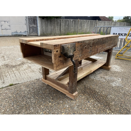 183 - A large carpenters workbench 220x70x85