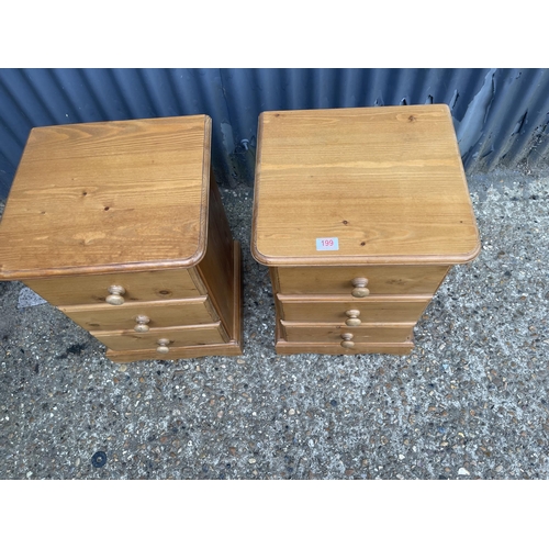 199 - A pair of pine bedside chests of three