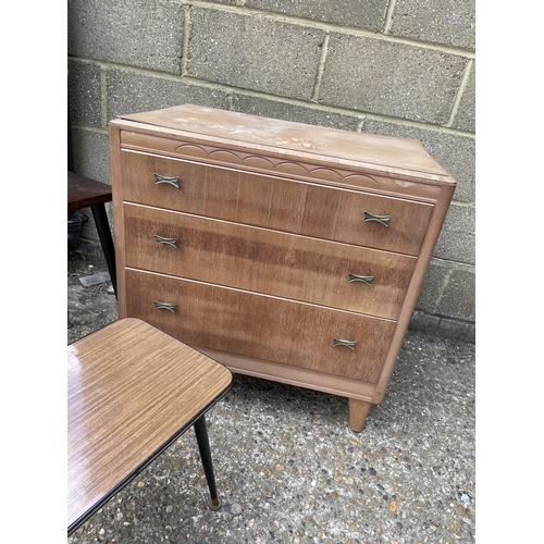 232 - A 1960's chest of three together with two retro side tables