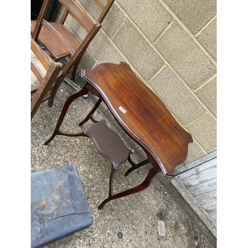 234 - A mahogany occasional table, three chairs and a stool