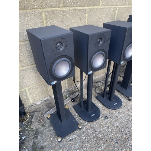 258 - A set of five BLUE SKY SAT 6.5 studio speakers on atacama stands