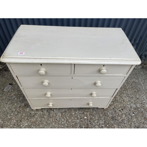 265 - A white painted pine chest of five drawers