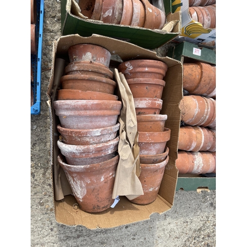 277 - Five trays of vintage terracotta pots assorted sizes