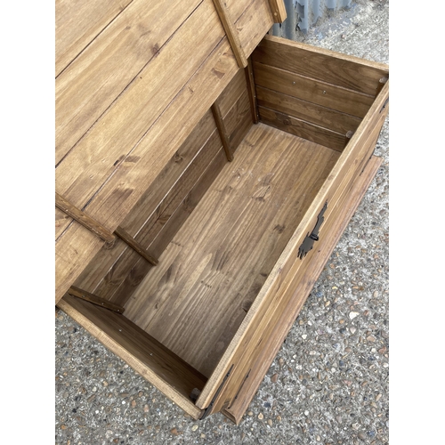 306 - A modern pine blanket box trunk