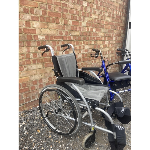 47 - Karma folding wheelchair together with 2 folding walkers