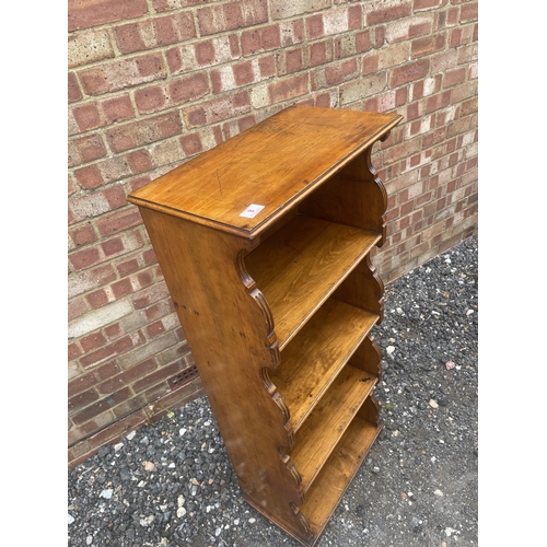 8 - A Victorian mahogany slim open fronted bookcase 54x30x125