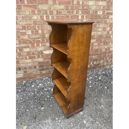 8 - A Victorian mahogany slim open fronted bookcase 54x30x125