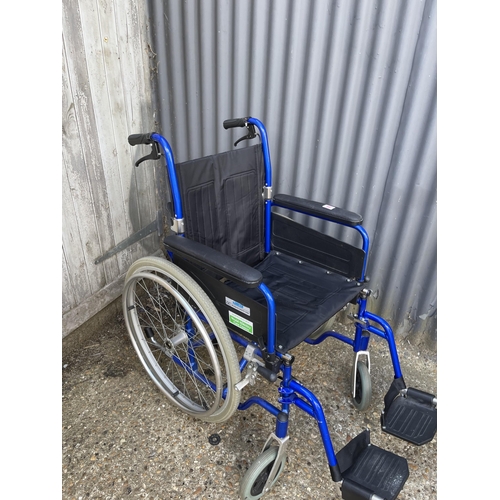 88 - A blue folding wheelchair and invalid walker