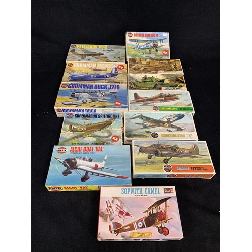 677 - 11 x Vintage Airfix aircraft model kits and 1 x Revell