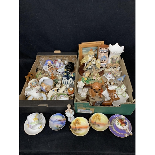 795 - Two trays of decorative china and figures