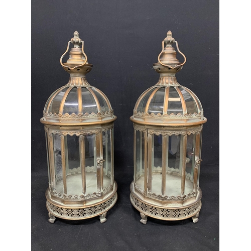 521 - Pair of Decorative copper effect candle lanterns