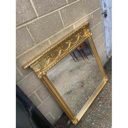 48 - A large victorian style ornate square gold gilt overmantle mirror 120x120