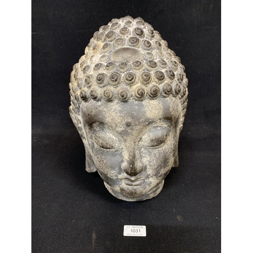 1031 - Antique effect Buddha Head height 35 cms