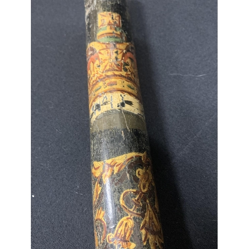 554 - Victorian painted hardwood police Truncheon, stamped WIBA Northampton, length 47cms