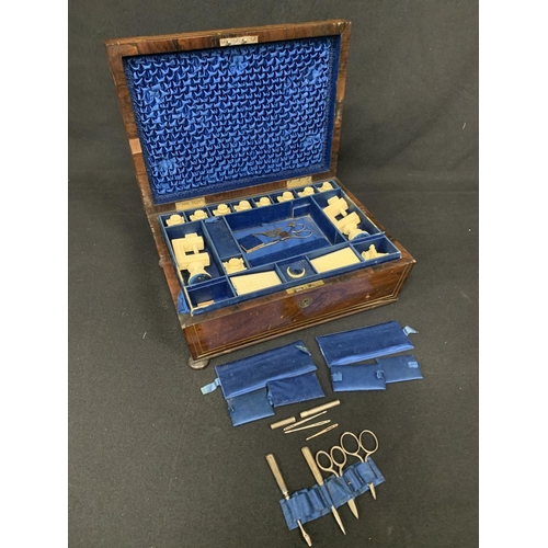 583 - Regency Rosewood workbox a/f and contents, 33 x 24 x 13cms