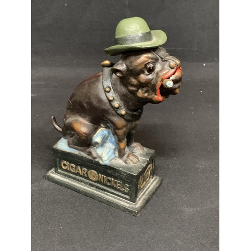 703 - Painted cast iron novelty dog money box 