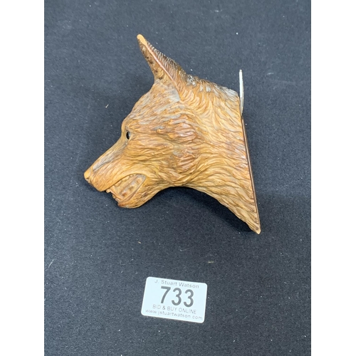 733 - Austrian Carved Wolf Head Wall Plaque, height 13cms