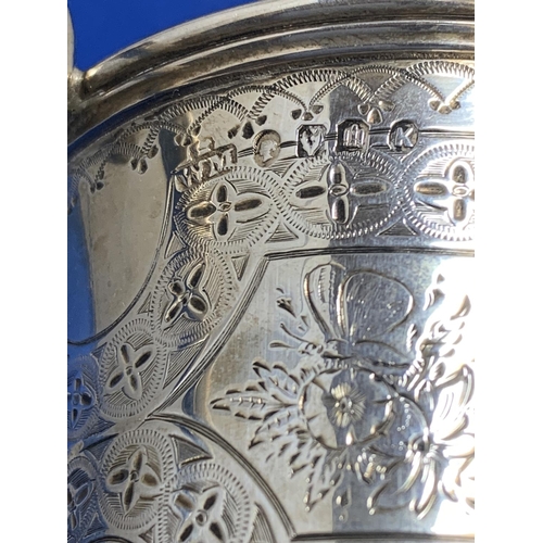 836 - Victorian Scottish Silver Tankard with chase decoration, height 12 cms, 4.98 ozt