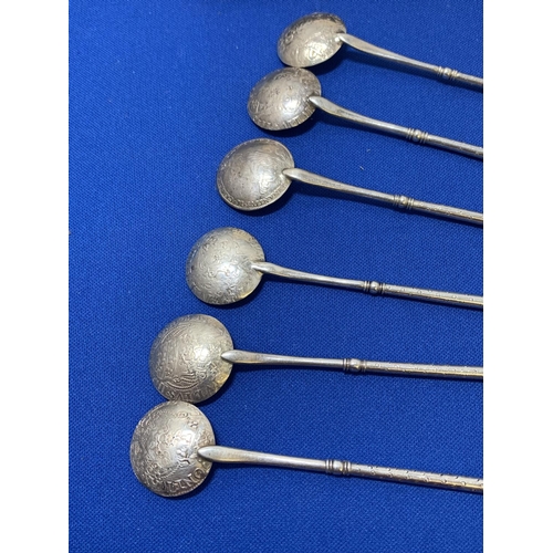 874 - Set of six tested Silver Antique Coin Spoons