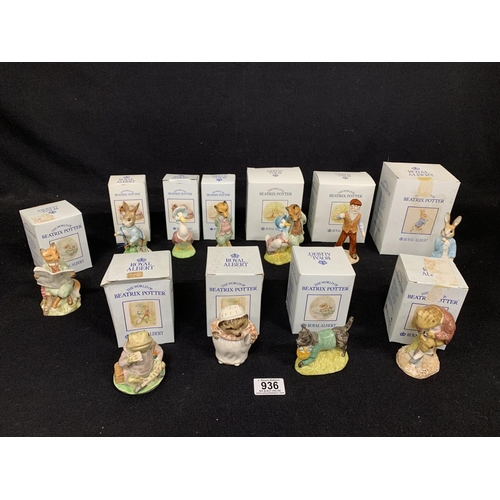 936 - Eleven boxed Royal Albert Beatrix Potter Figures (no damage)