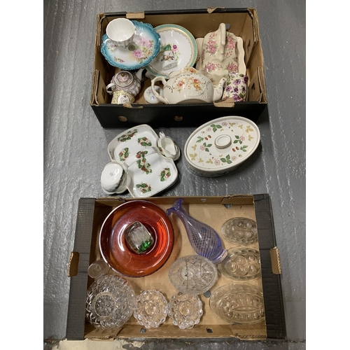 973 - Two boxes of assorted decorative china and glassware (2)