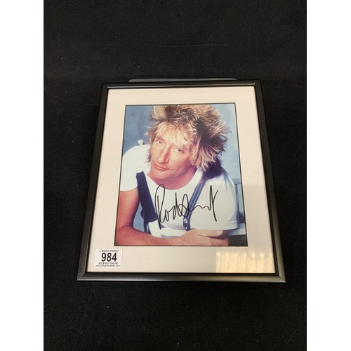 984 - Framed photograph of Rod Stewart Signed